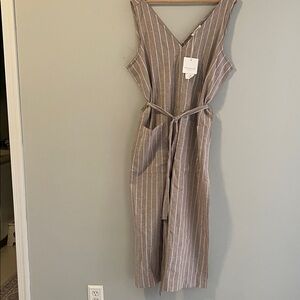 NWT Beachlunchlounge linen jumpsuit vertical striped size:XL